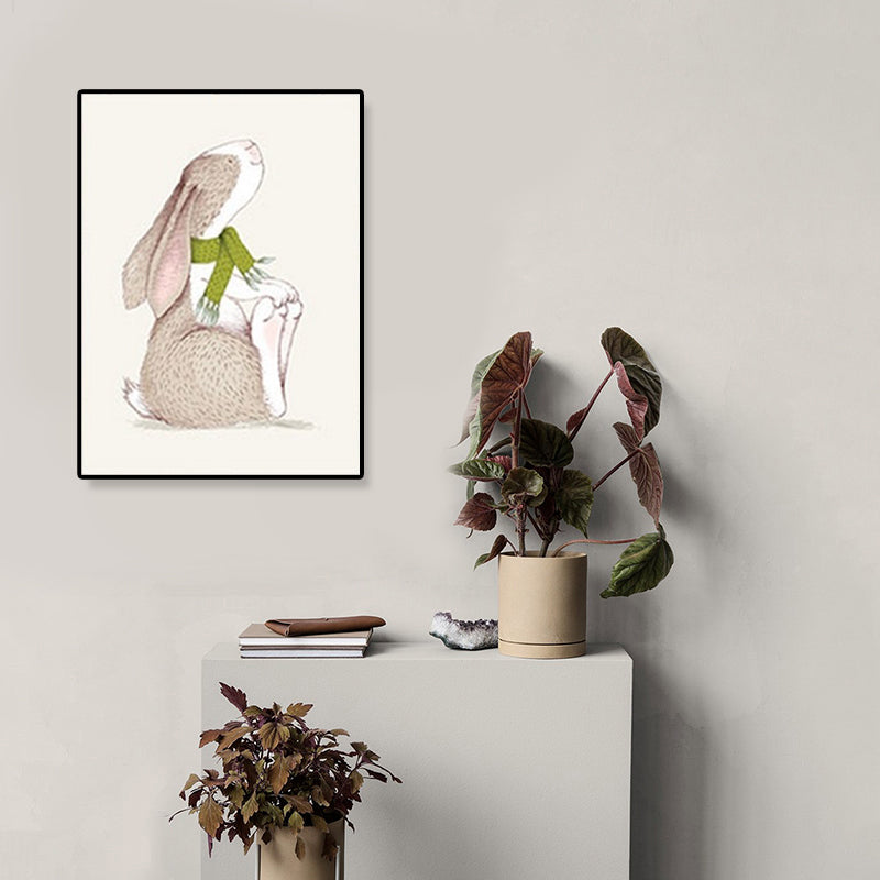 Toile d'art avec illustration mignonne d'animaux, décoration murale intérieure de maison, vie sauvage, couleur douce, texturée