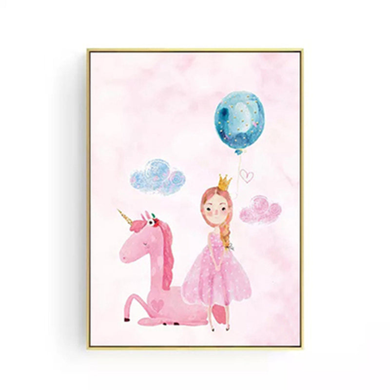 Toile murale de dessin animé pour filles, décoration murale de couleur Pastel avec dessin de licorne pour chambre à coucher