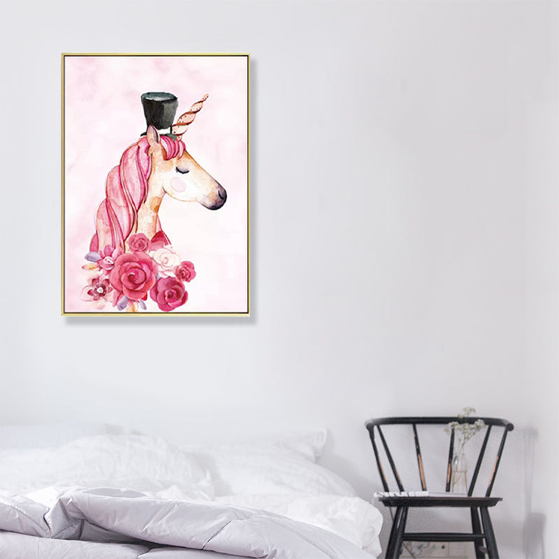 Toile murale de dessin animé pour filles, décoration murale de couleur Pastel avec dessin de licorne pour chambre à coucher