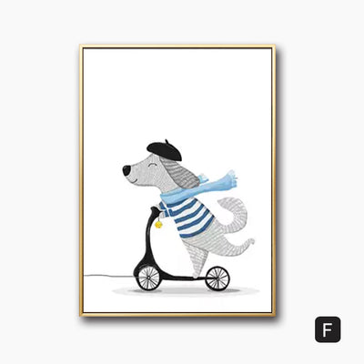 Pastel Animal Canvas Print Textured Cartoon Kids Bedroom Wall Art, Multiple Size Options