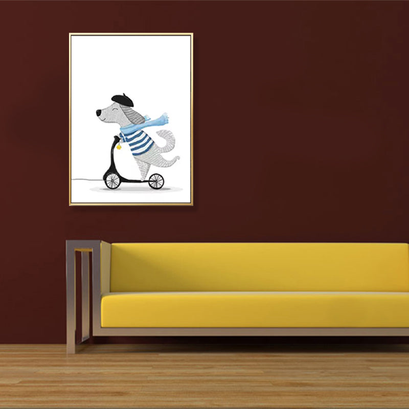 Pastel Animal Canvas Print Textured Cartoon Kids Bedroom Wall Art, Multiple Size Options