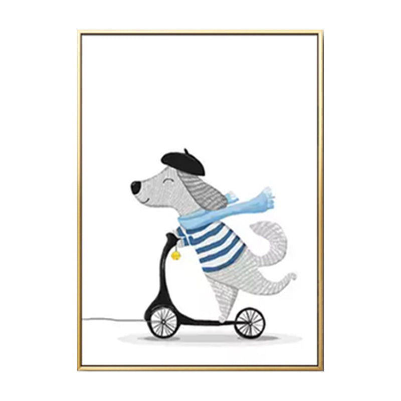 Pastel Animal Canvas Print Textured Cartoon Kids Bedroom Wall Art, Multiple Size Options