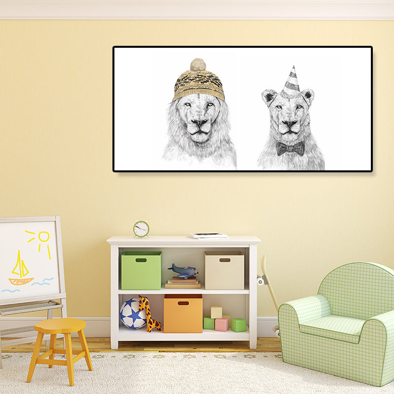 Toile animale texturée, décoration murale contemporaine pour chambre de garçon, plusieurs tailles disponibles