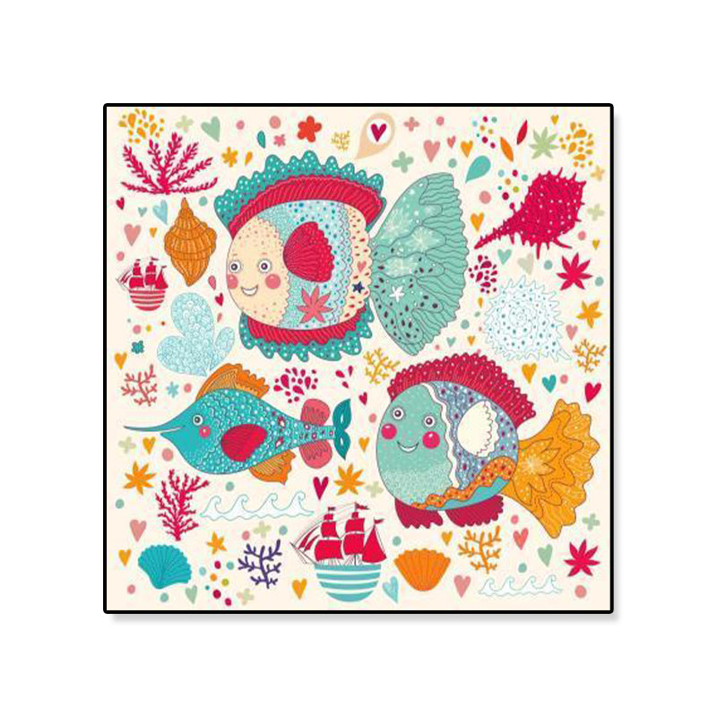 Colorful Cartoon Wall Art Decor Illustration Animal Canvas Print for Kids Bedroom