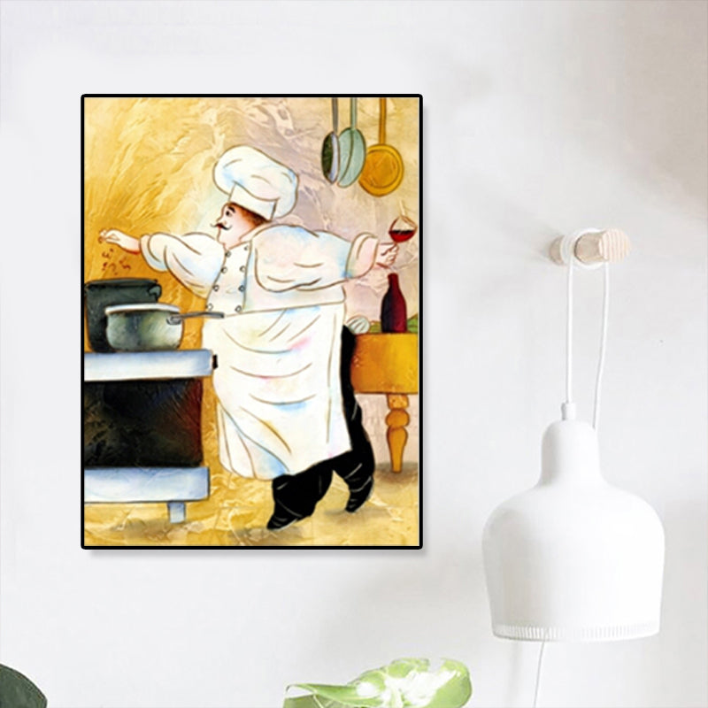 Toile de serviteur illustrée moderne, décoration murale texturée de couleur foncée pour salle à manger