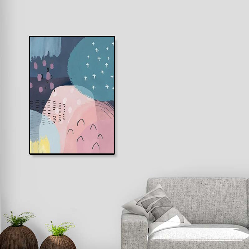 Modern Illustration Abstract Art Print Canvas Textured Pastel Wall Decor for Home