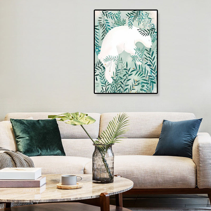 Aqua Willow Branches Canvas Art Botanics Kids Textured Wall Decor on White for Room