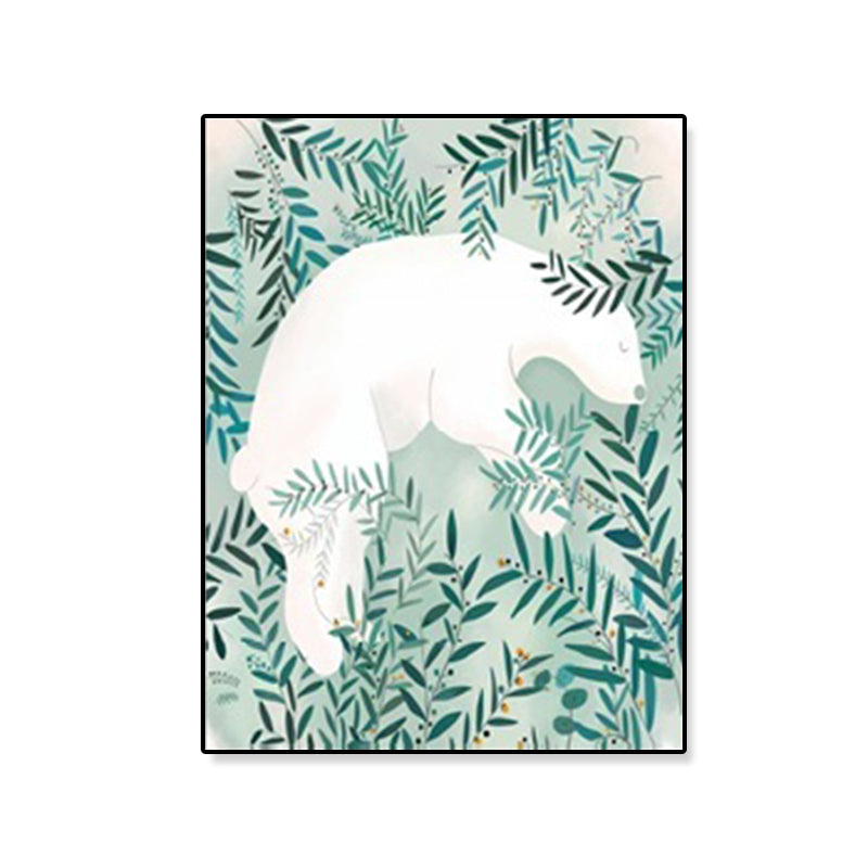 Aqua Willow Branches Canvas Art Botanics Kids Textured Wall Decor on White for Room