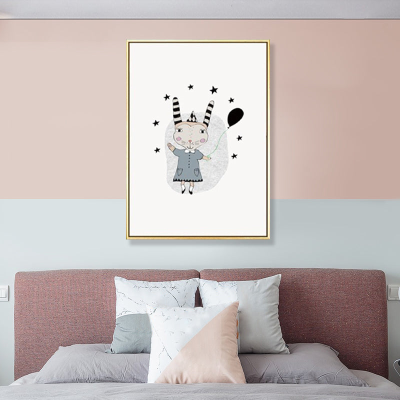 Kids Illustration Bear Canvas Print Soft Color Nursery Wall Art, Multiple Size Options
