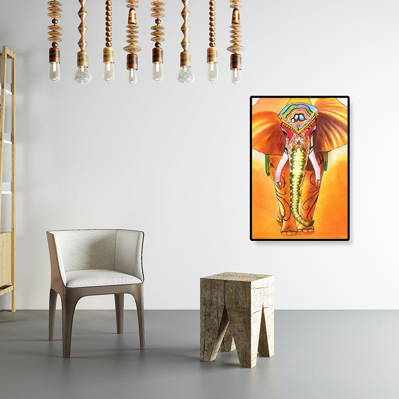 Toile imprimée d'éléphant de Style asiatique, décoration murale texturée de couleur douce pour couloir