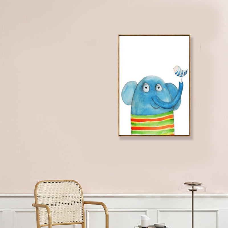 Drawing Print Animal Canvas Art Pastel Color Cartoon Wall Decor for Kids Bedroom