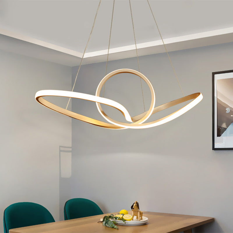 Ciclo di ciclo minimalista Pendante ristorante acrilico LED LED Light in luce calda/bianca, bianco/nero