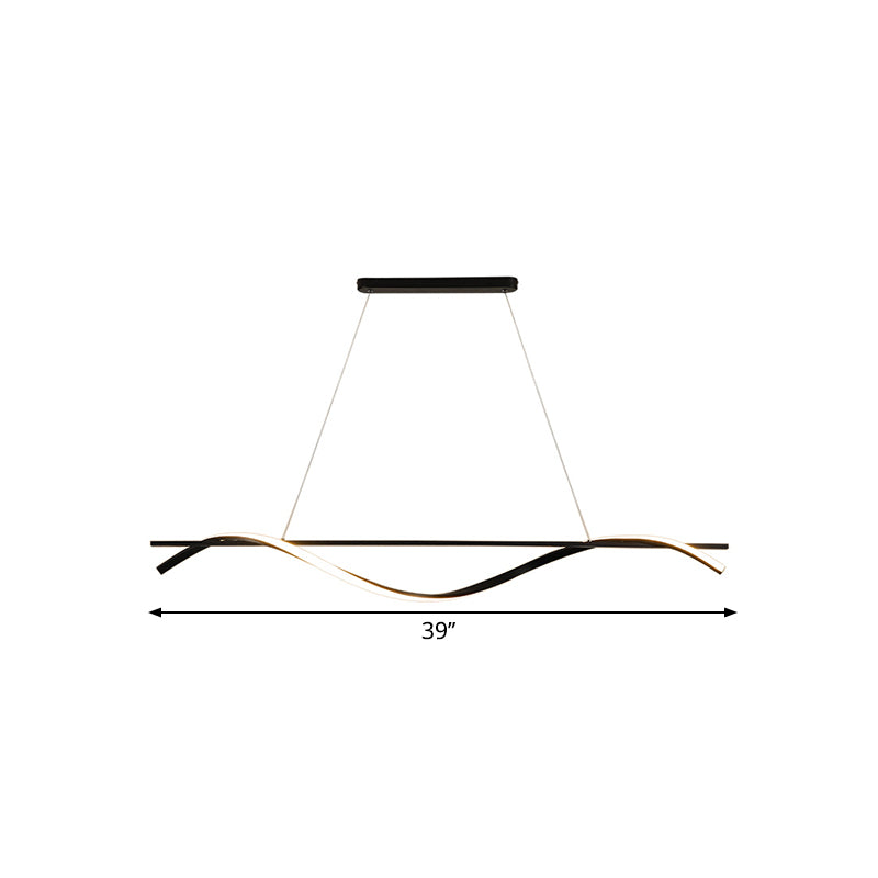 Minimalism Curvy Hanging Island Light Acrylic Dining Room LED Drop Pendant in Black, Warm/White Light