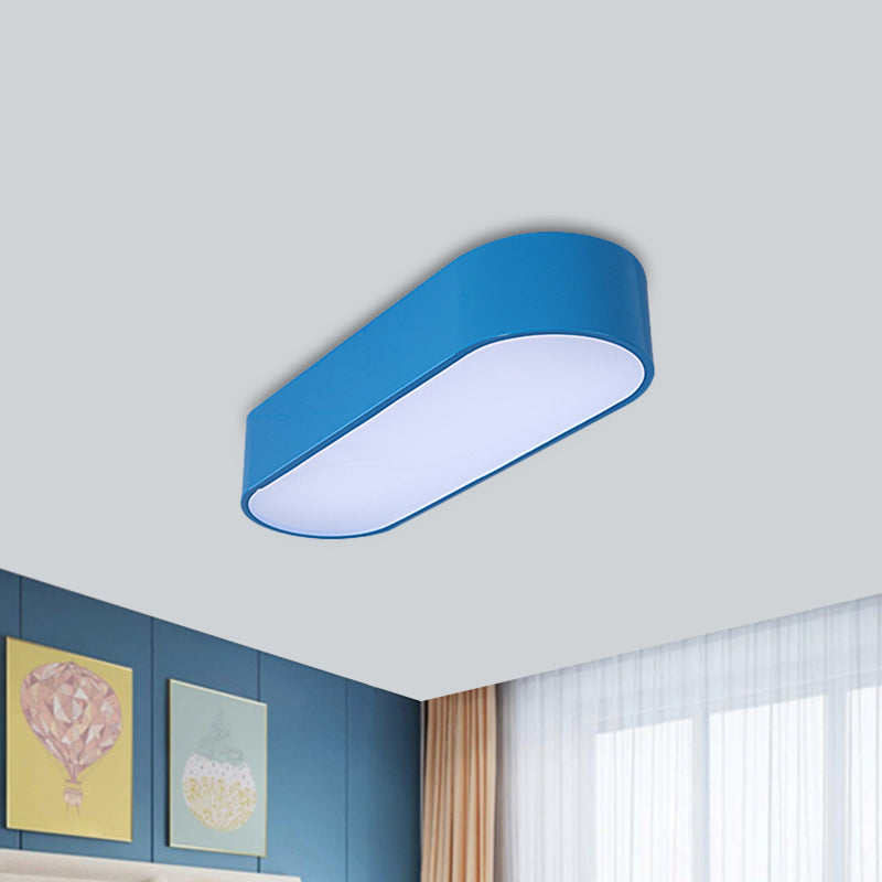 Luminaire encastré LED elliptique pour enfants, finition acrylique rouge/jaune/bleu proche du plafonnier