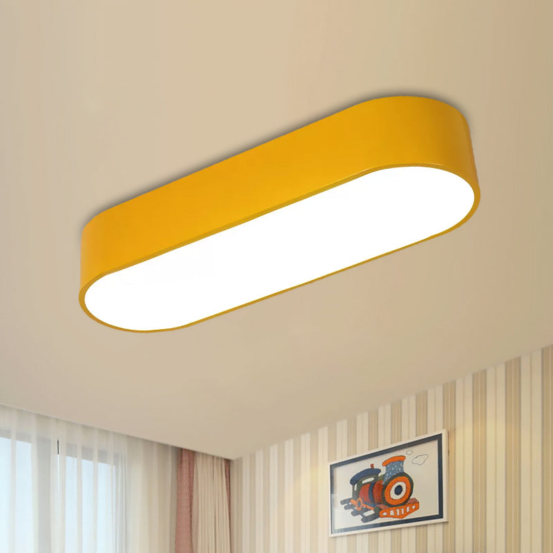 Luminaire encastré LED elliptique pour enfants, finition acrylique rouge/jaune/bleu proche du plafonnier
