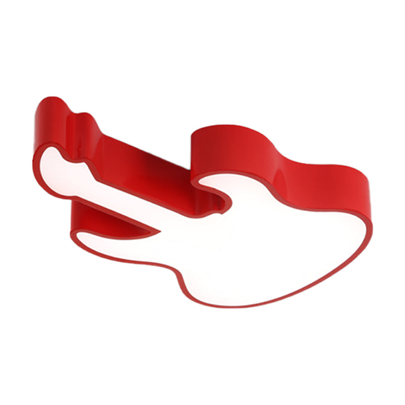 Acrylic Guitar Ceiling Lighting Modernist Red/Yellow/Green LED Flush Mount Fixture for Living Room