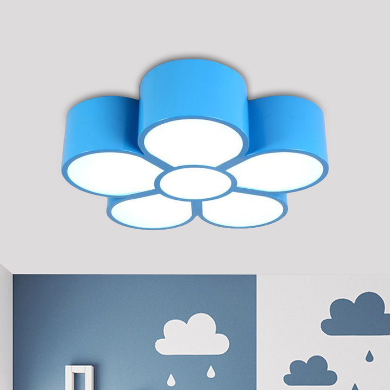 Kids Plum Blossom Flushmount Lighting Acrylic LED Kindergarten Flush Ceiling Light Fixture in Red/Yellow/Blue