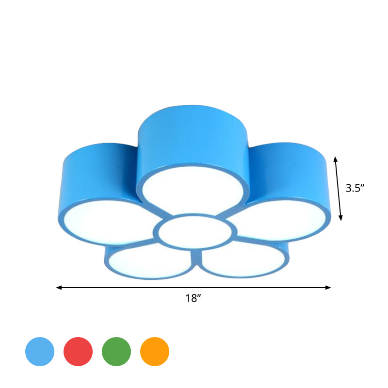 Kids Plum Blossom Flushmount Lighting Acrylic LED Kindergarten Flush Ceiling Light Fixture in Red/Yellow/Blue