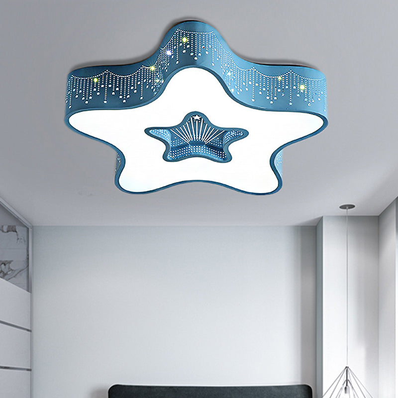 Lampada da soffitto a LED moderna Macaron Loft a forma di stella cava in metallo acrilico per camera da letto per bambini
