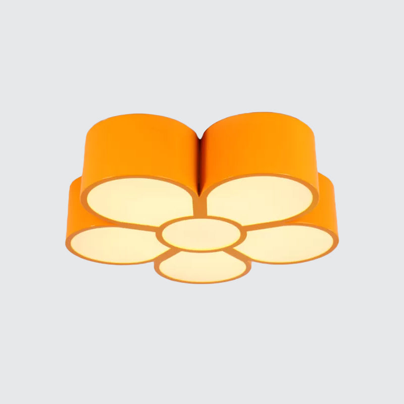 Kids Plum Blossom Flushmount Lighting Acrylic LED Kindergarten Flush Ceiling Light Fixture in Red/Yellow/Blue