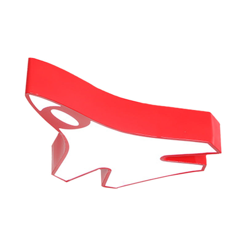 Acrylic Airplane Flush Lamp Minimalist LED Ceiling Mounted Fixture in Red/Yellow/Blue, Warm/White Light