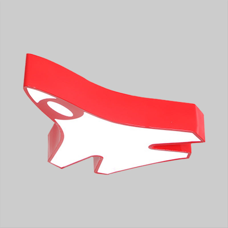 Acrylic Airplane Flush Lamp Minimalist LED Ceiling Mounted Fixture in Red/Yellow/Blue, Warm/White Light