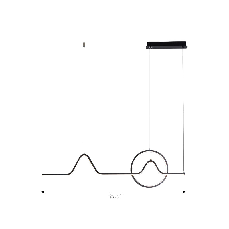 Isola LED lineare in alluminio illuminazione moderna kit di luce sospesa nera/oro con sole e design della montagna, luce calda/bianca