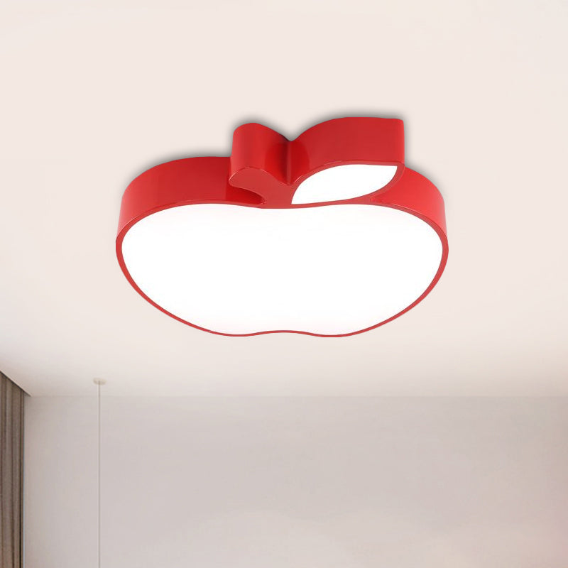 Kids LED Flush Mount Lamp with Acrylic Shade Red/Yellow/Blue Apple Flush Ceiling Light Fixture