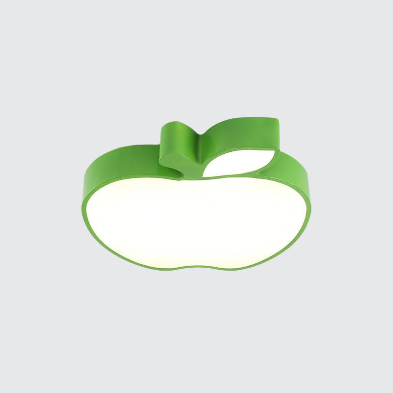 Kids LED Flush Mount Lamp with Acrylic Shade Red/Yellow/Blue Apple Flush Ceiling Light Fixture