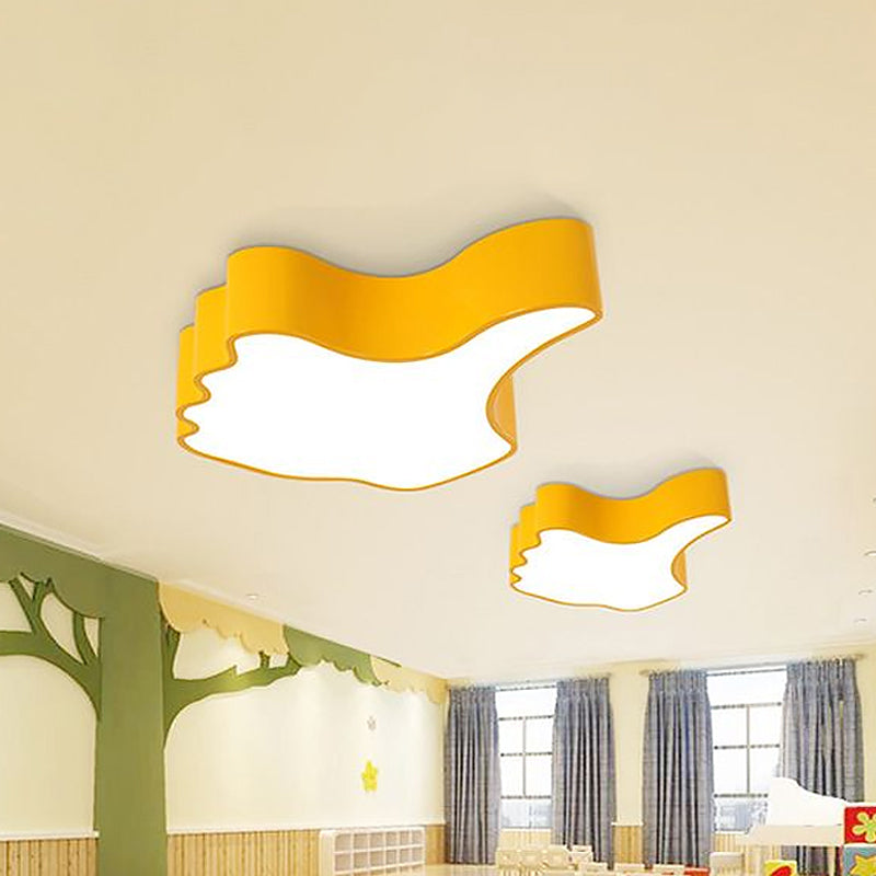 Yellow Thumb-up Shape Ceiling Light Fixture Children Style LED Acrylic Flush Mount Lighting