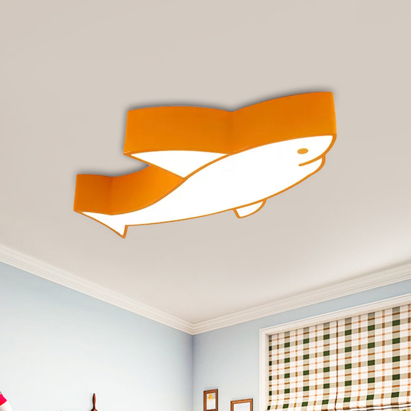 Children LED Light Fixture with Acrylic Shade Red/Yellow/Blue Shark Flush Mount Recessed Lighting