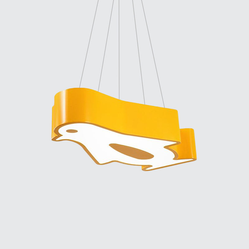 LED Hallway Flush Lighting Kids Red/Yellow/Blue Flush Mount Light Fixture with Penguin Acrylic Shade