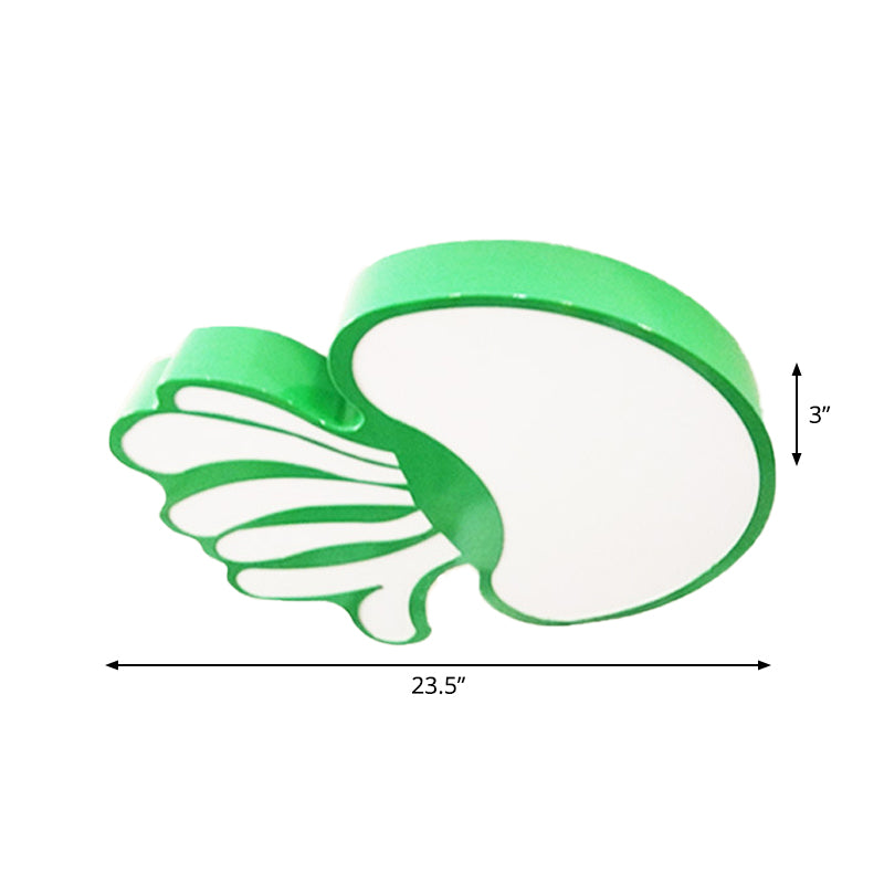 Jellyfish Nursery Flush Mount Lamp Acrylic LED Kids Style Ceiling Lighting in Green, Warm/White Light