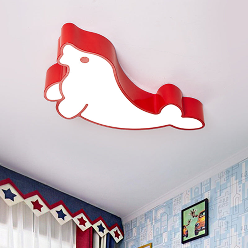 Seal Acrylic Ceiling Fixture Kids Style Red/Blue/Green LED Flush Mount Lighting for Drawing Room