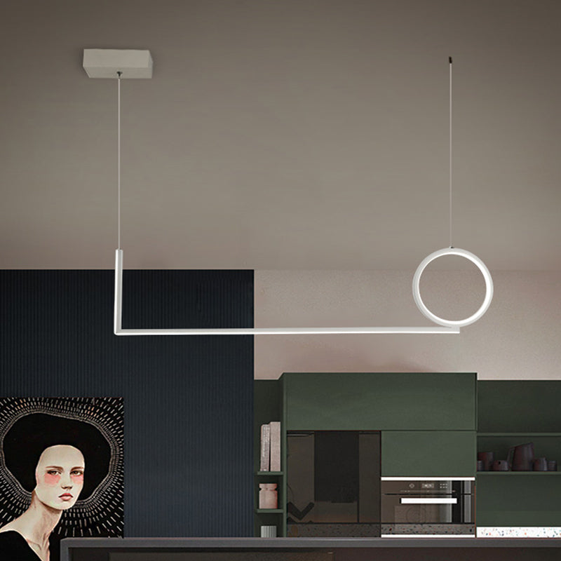 Lampe de suspension de plafond linéaire minimal Métallique noir / blanc LED île Lumière en lumière chaude / blanche