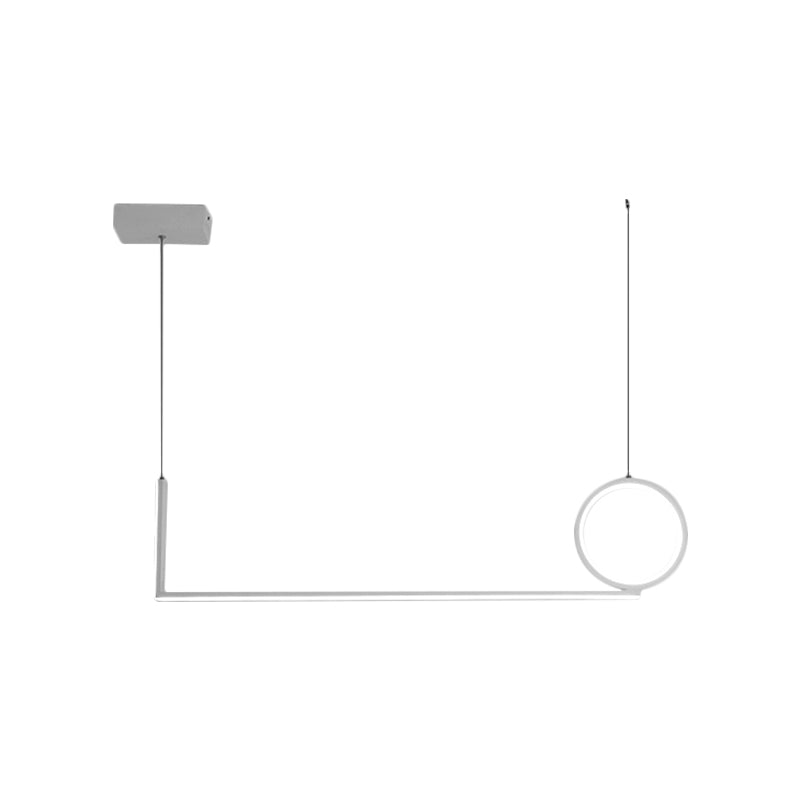 Lampe de suspension de plafond linéaire minimal Métallique noir / blanc LED île Lumière en lumière chaude / blanche