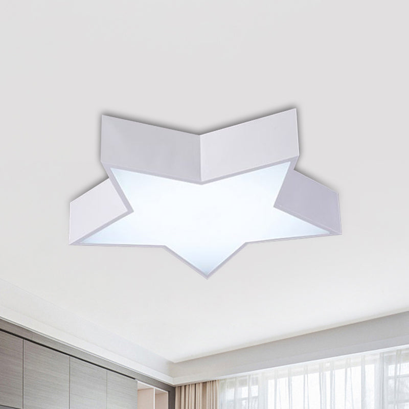 Five-Pointed Star LED Flush Mount Lamp Kids White/Red/Blue Close to Ceiling Lighting Fixture