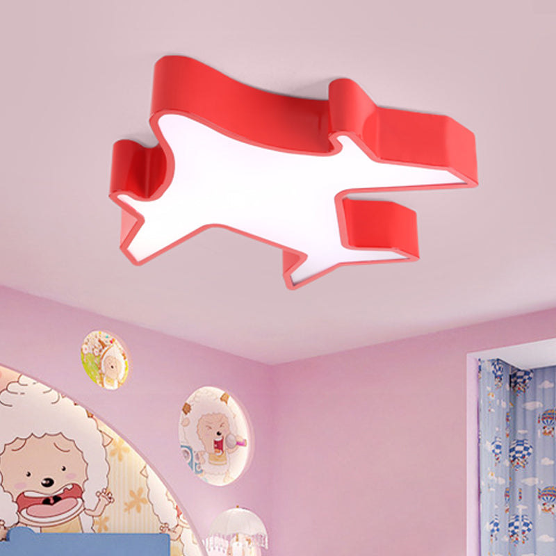 Airplane Bedroom Flush Lamp Fixture Acrylic LED Contemporary Ceiling Mounted Light in Red/Yellow/Blue