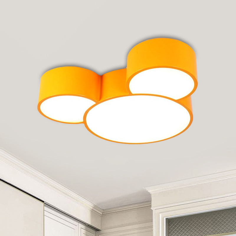 Acrylic Cartoon Mouse Head Flush Mount Lamp Kids Red/Yellow/Blue LED Close to Ceiling Lighting Fixture