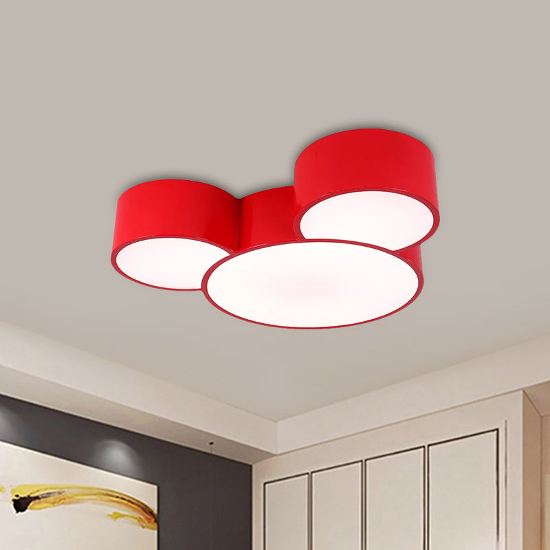 Acrylique Cartoon Souris Head Flush Mount Lamp Kids Red / Yellow / Blue LED Close to Ceiling Lighting Fixture
