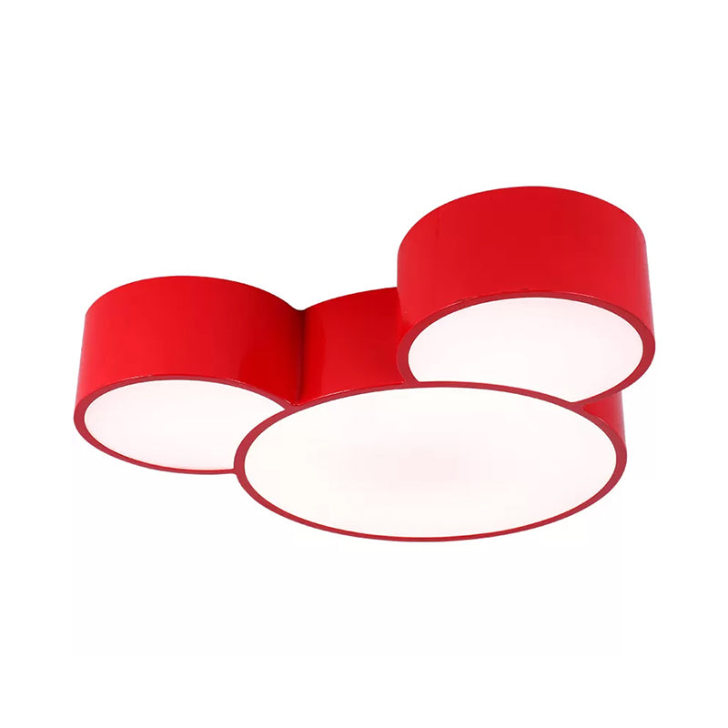 Acrylic Cartoon Mouse Head Flush Mount Lamp Kids Red/Yellow/Blue LED Close to Ceiling Lighting Fixture