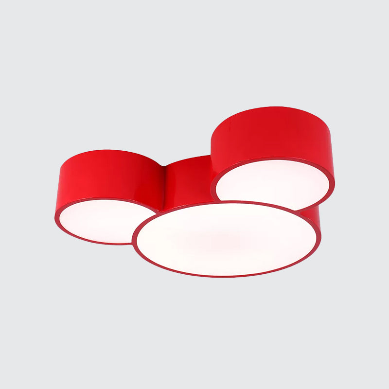 Acrylique Cartoon Souris Head Flush Mount Lamp Kids Red / Yellow / Blue LED Close to Ceiling Lighting Fixture