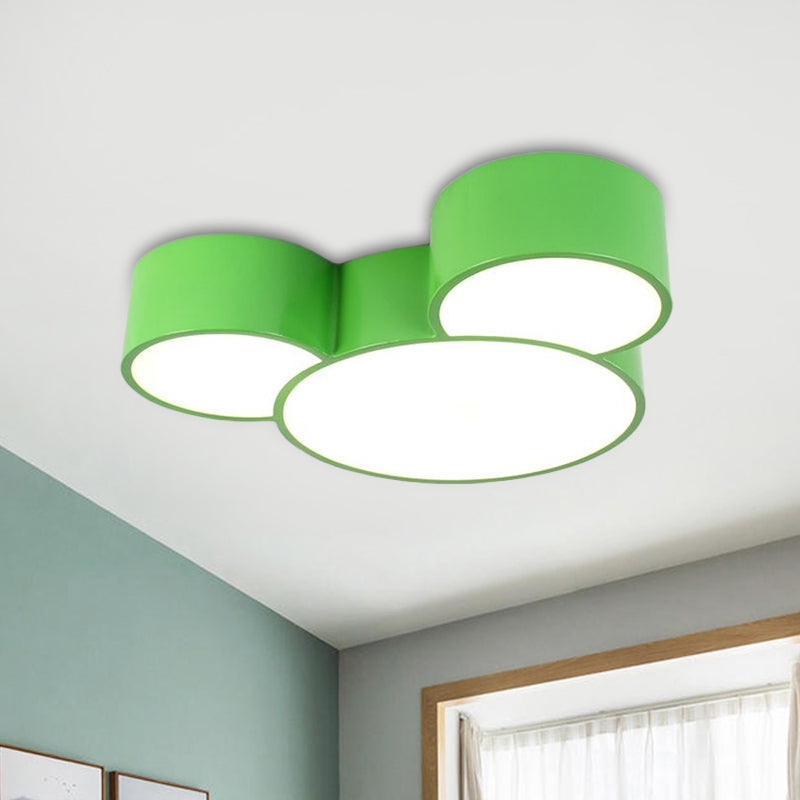 Acrylique Cartoon Souris Head Flush Mount Lamp Kids Red / Yellow / Blue LED Close to Ceiling Lighting Fixture