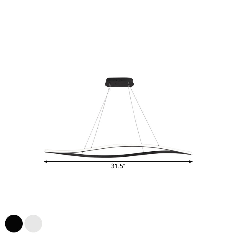Leaf Shaped Aluminum Drop Pendant Simplicity Black/White LED Island Lamp in Warm/White Light, 31.5"/39" Wide