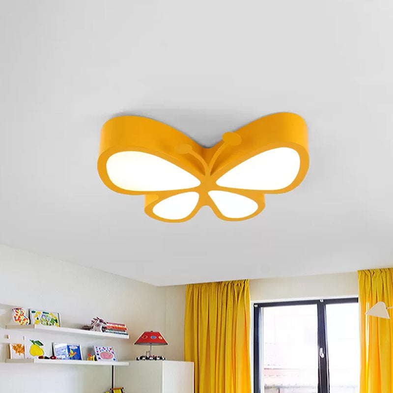 Butterfly Metallic LED Flush Light Fixture Children Red/Yellow/Blue Flushmount Ceiling Lamp with Acrylic Shade