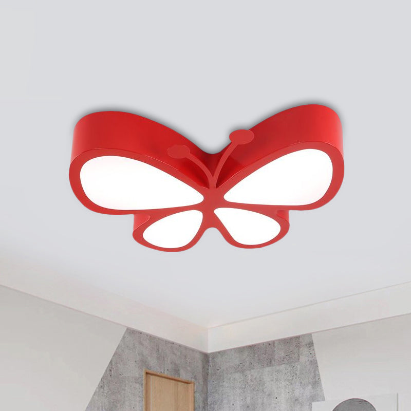 Butterfly Metallic LED Flush Light Fixture Children Red/Yellow/Blue Flushmount Ceiling Lamp with Acrylic Shade