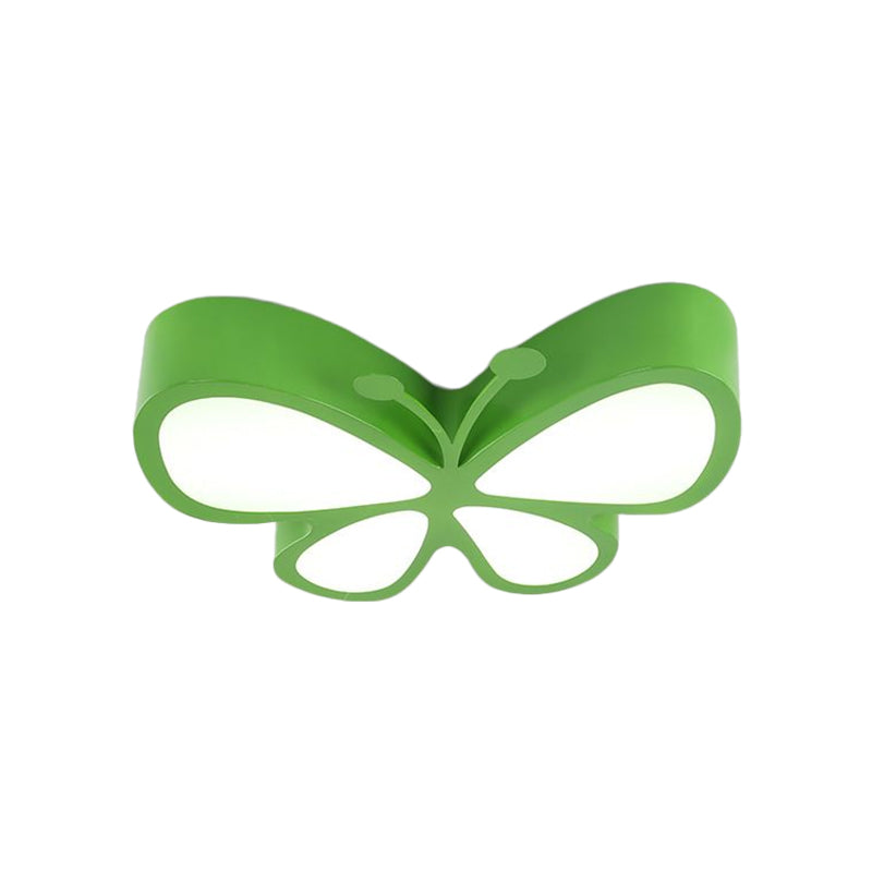 Butterfly Metallic LED Flush Light Fixture Children Red/Yellow/Blue Flushmount Ceiling Lamp with Acrylic Shade