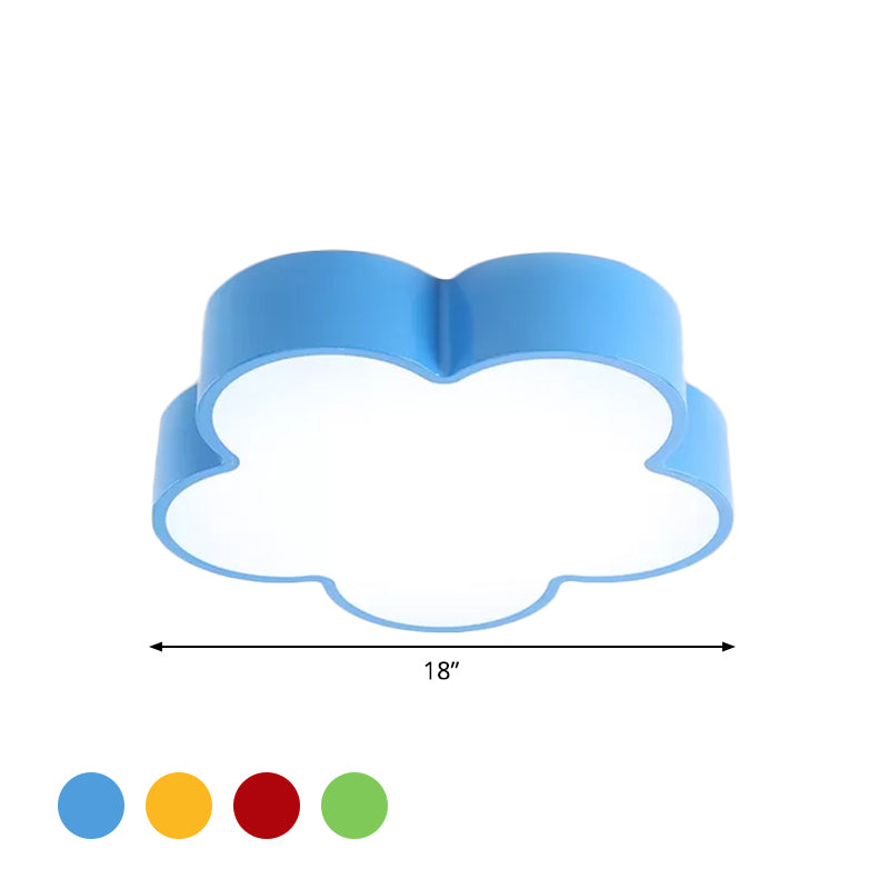 Kids Flower Flush Mount Lamp Acrylic LED Kindergarten Flush Ceiling Light Fixture in Red/Yellow/Blue