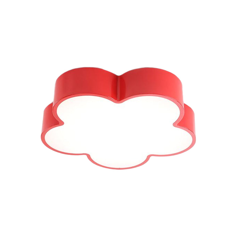 Kids Flower Flush Mount Lamp Acrylic LED Kindergarten Flush Ceiling Light Fixture in Red/Yellow/Blue
