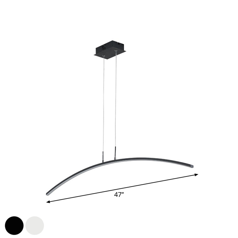 Lampada dell'isola Arch Black/Nero Simplicity Iron Iron Accoglienza a sospensione LED Apparecchiatura in luce calda/bianca sul tavolo da pranzo